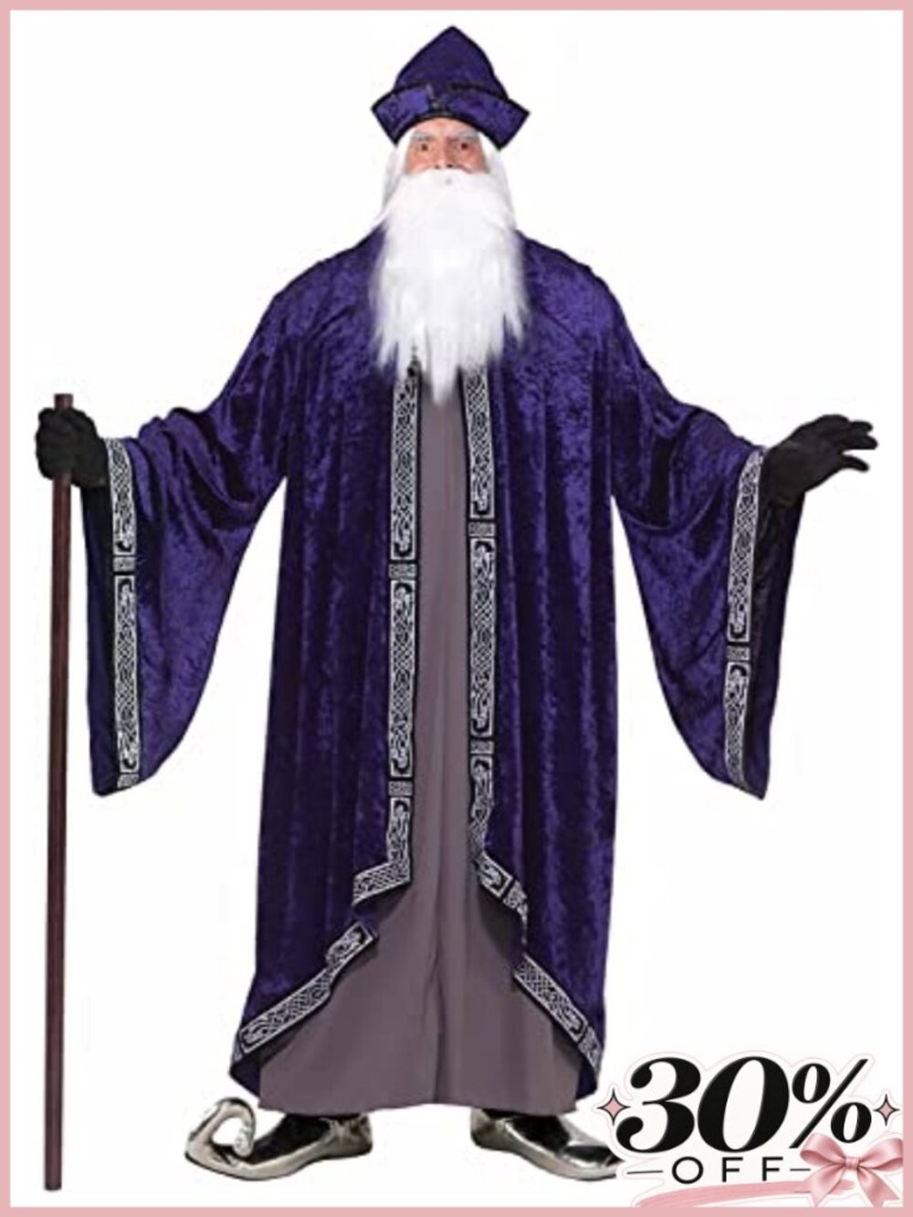 Grand Wizard Costume Men's Plus Size Hat Tunic Robe Halloween Cosplay